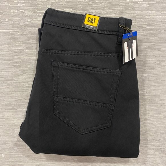 CAT Caterpillar Work Pants Mens 36 x 30 Black Canvas Fleece Lined Insulated - Picture 4 of 14